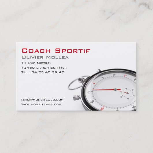 Carte de visite, coach sportif ou entraineur 名刺 (正面)