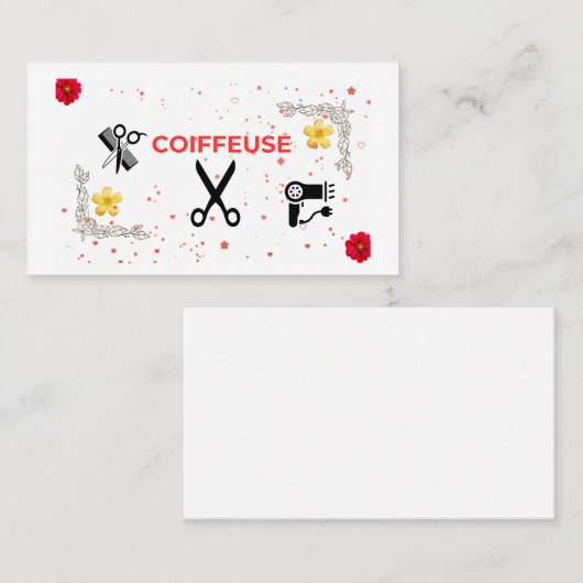 Carte de visite Coiffure à domicile – Pro & fémini 名刺 (正面/裏面)