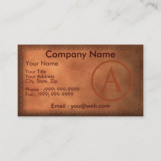carte de visite cuir lettre A 名刺 (正面)