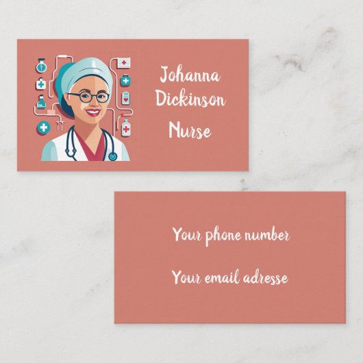 Carte De Visite design sympa pour les infirmières 名刺 (正面/裏面)