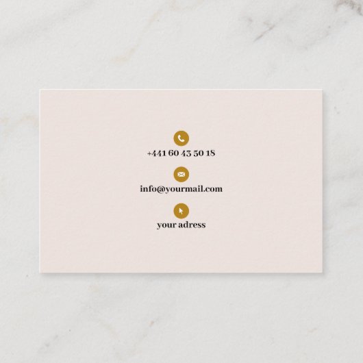 Carte de visite élégante rose pastel et or 名刺 (裏面)