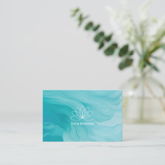 Carte de visite élégante turquoise pour thérapeute 名刺 (スタンド正面)