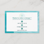Carte de visite élégante turquoise pour thérapeute 名刺 (裏面)