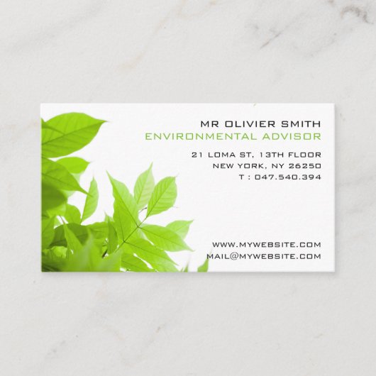 Carte de visite environnement et nature. Ton vert 名刺 (正面)