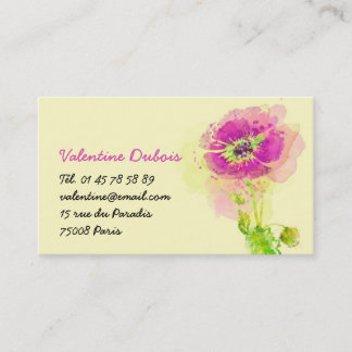 Carte de visite Fleur Aquarelle 名刺