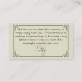 Carte de visite, Flower Shop, Floral Services. 名刺 (裏面)