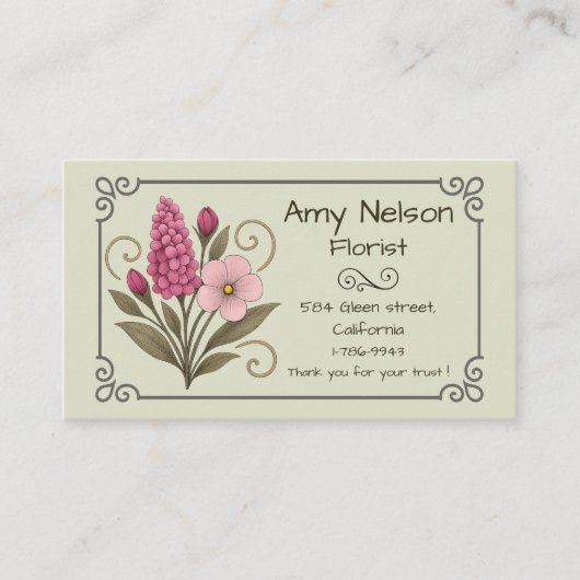 Carte de visite, Flower Shop, Floral Services. 名刺 (正面)