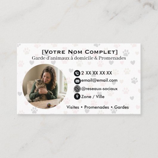 Carte de visite personnalisable garde d’animaux 名刺 (正面)