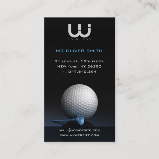Carte de visite professionnelle, fond noir golf 名刺 (正面)