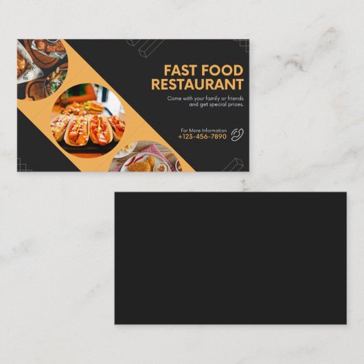 carte de visite restaurant fast food 名刺 (正面/裏面)