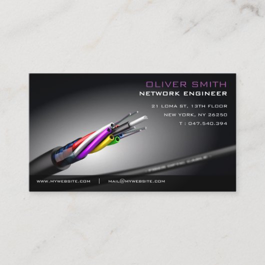 Carte de visite sur fond noir réseau fibre optique 名刺 (正面)