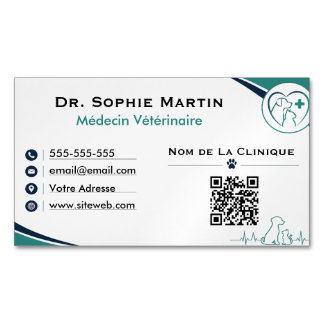 Carte de Visite Vétérinaire Moderne Personnalisée マグネット名刺