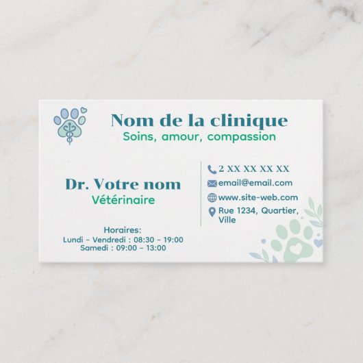 Carte de visite vétérinaire personnalisée 名刺 (正面)