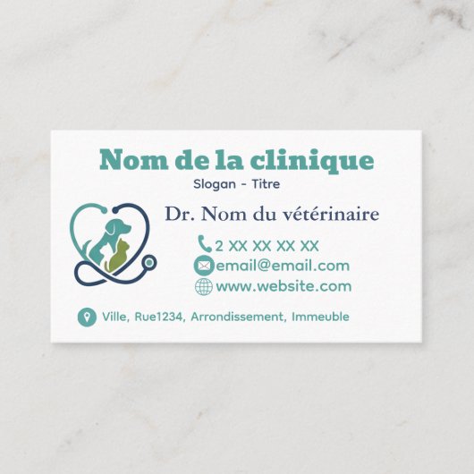 Carte de visite vétérinaire personnalisée moderne 名刺 (正面)
