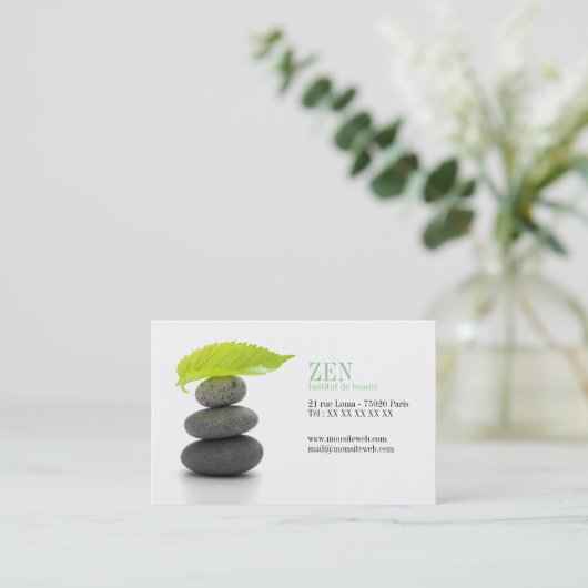 Carte de visite Zen avec un empilage de galets 名刺 (スタンド正面)
