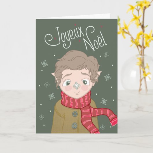 Carte de voeux - Lutin de Noël カード (黄色い花)