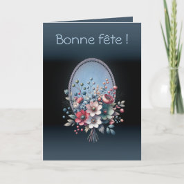 Carte de voeux pliée Azur fleuri カード