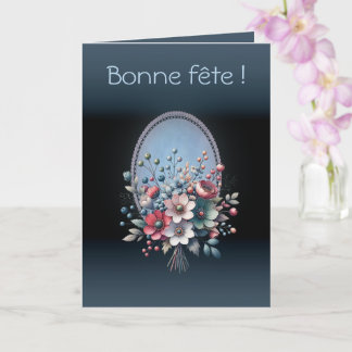 Carte de voeux pliée Azur fleuri カード