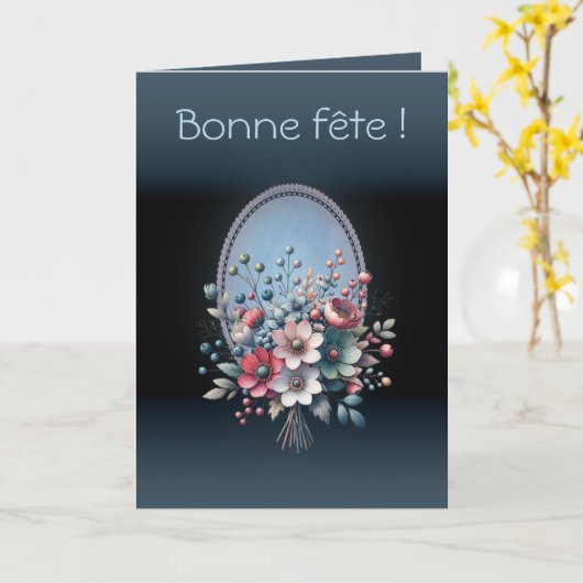 Carte de voeux pliée Azur fleuri カード (黄色い花)