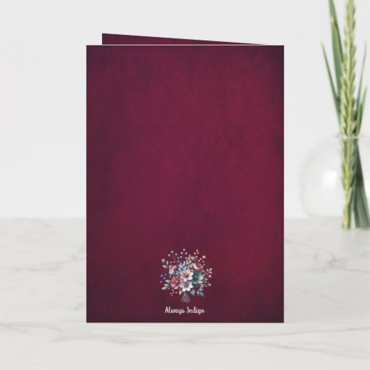 Carte de voeux pliée,  Magnolia framboise  カード (裏面)