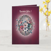 Carte de voeux pliée,  Magnolia framboise  カード (黄色い花)