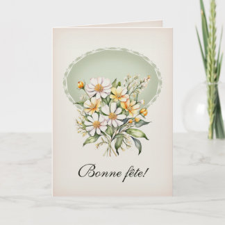 Carte de voeux pliée, marguerite champêtre カード
