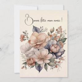 Carte de voeux simple Boho mon jardin fleuri カード