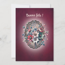 Carte de voeux simple, Magnolia framboise  カード