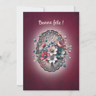 Carte de voeux simple, Magnolia framboise カード
