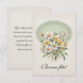 Carte de voeux simple, marguerite champêtre サンキューカード (正面/裏面)