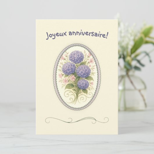 Carte de voeux simple pour femme boho hydrangé カード (スタンド正面)