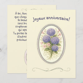 Carte de voeux simple pour femme boho hydrangé カード
