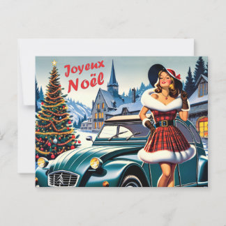 carte de voeux vin joyeux noël citroën 2CV  ポストカード