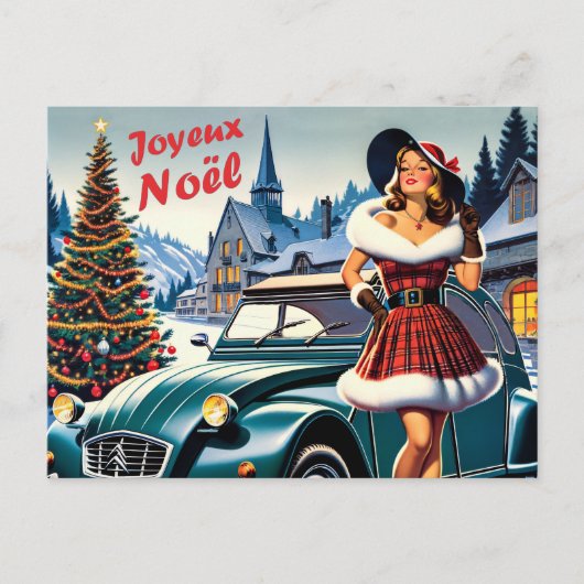 carte de voeux vin joyeux noël citroën 2CV  ポストカード (正面)