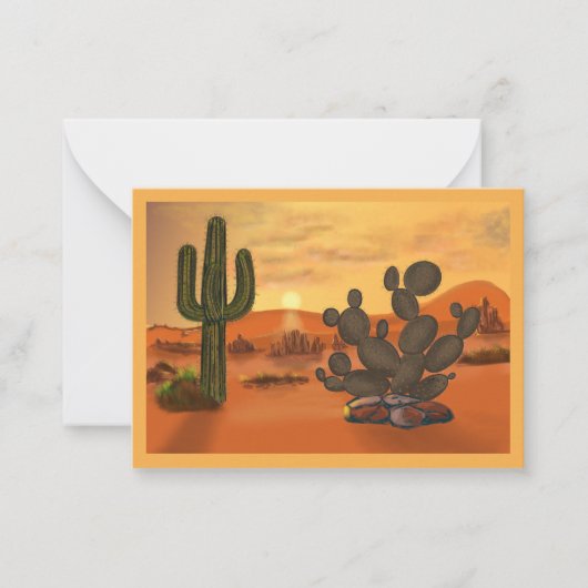 Carte décor désert et cactus. ノートカード (正面)