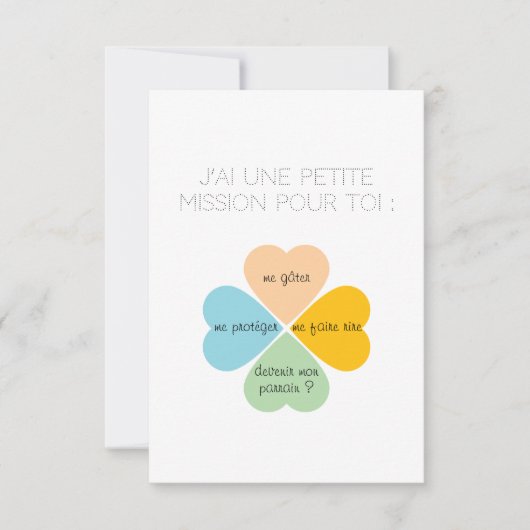 Carte demande de Parrain / Marraine -Trèfles cœurs サンキューカード (正面)