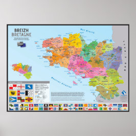 Carte des pays historiques de Bretagne ポスター