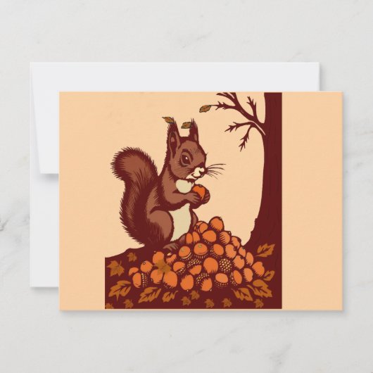 🐿️ Carte d'Invitation Écureuil d'Automne 招待状 (正面)