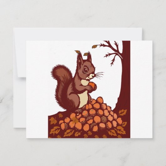 🐿️ Carte d'Invitation Écureuil d'Automne 招待状 (裏面)