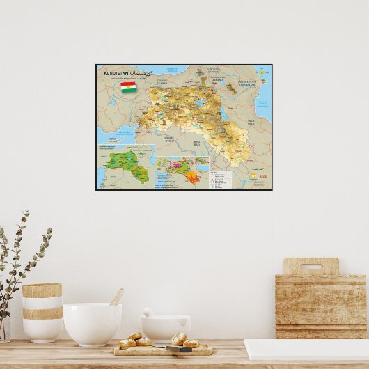Carte du Kurdistan ポスター (キッチン)