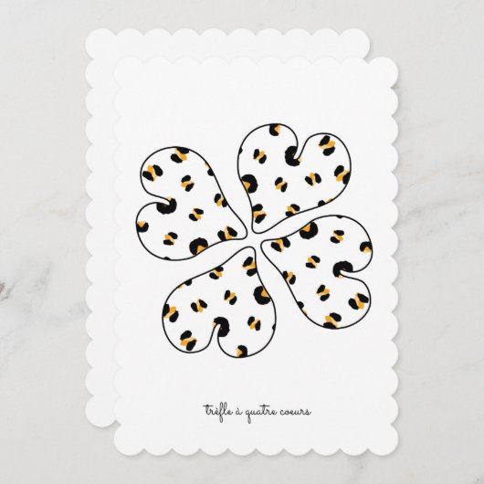 Carte fête des mères - Trèfle à 4 feuilles 招待状 (正面/裏面)