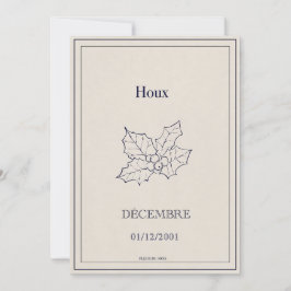 Carte fleur de naissance décembre, houx シーズンカード