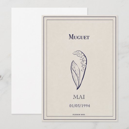 Carte fleur de naissance du mois de mai muguet シーズンカード (正面/裏面)