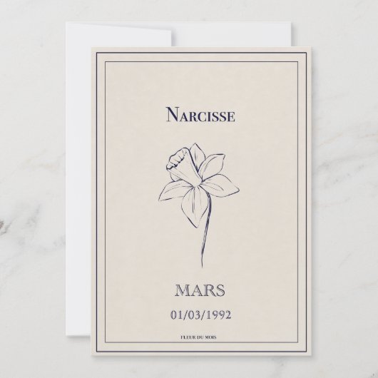 Carte fleur de naissance du mois de mars narcisse シーズンカード (正面)