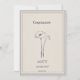 Carte fleur de naissance mois d’août coquelicot  シーズンカード