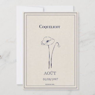 Carte fleur de naissance mois d’août coquelicot  シーズンカード