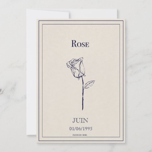 Carte fleur de naissance mois de juin rose シーズンカード (正面)