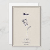Carte fleur de naissance mois de juin rose シーズンカード (正面/裏面)