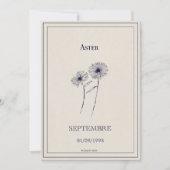 Carte fleur de naissance mois de septembre aster. シーズンカード (正面)