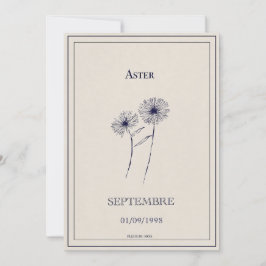 Carte fleur de naissance mois de septembre aster. シーズンカード